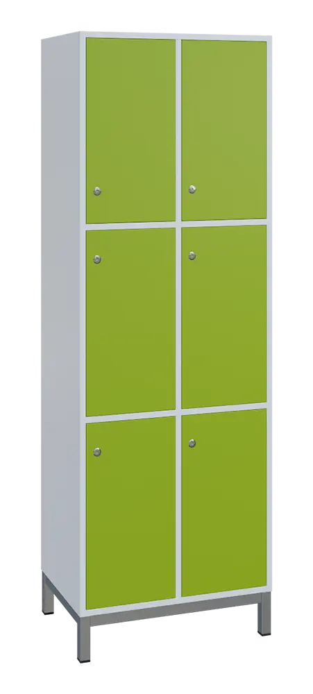 SBS-3322 šatní skříň 6-boxová, 1800x600x400 mm, kovové nohy, korpus bílý, dvířka jarní zeleň